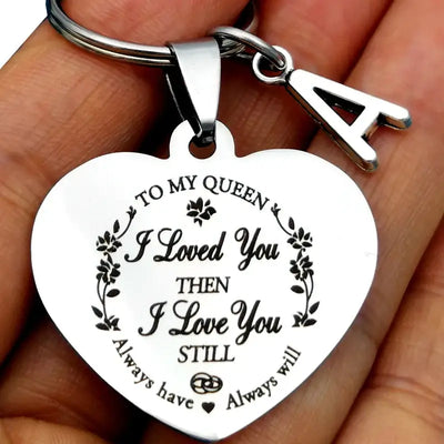 Women Heart Keychain with Inital - TinnLizzie