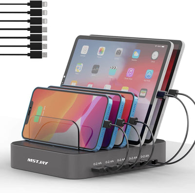 Charging Station for Multiple Devices, 5 Port Multi USB-A Charger Station - TinnLizzie