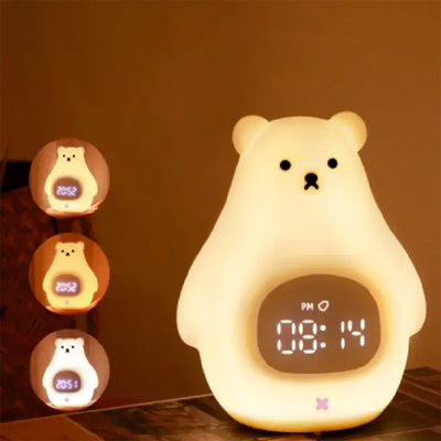 Big White Bear Children Wake-Up Silicone Light LED Clock - TinnLizzie