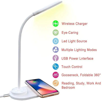 LED Desk Lamp with Wireless Charger - TinnLizzie